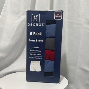 NWT- George 6-Pack Boxer Briefs - Black, Blue, Red-2XL